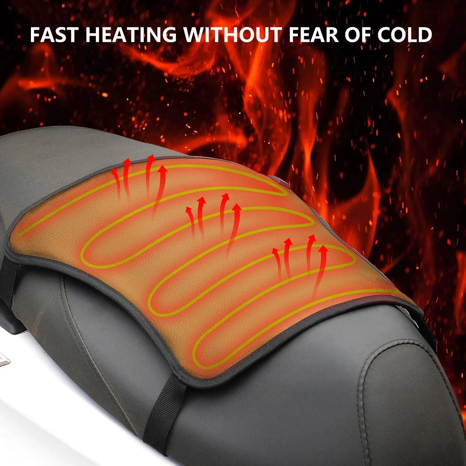 Motorcycle Heated Seat Cushion 12V Electric Heated Seat Pad for Motorcycle Waterproof 3 Levels Intelligent Temperature Control