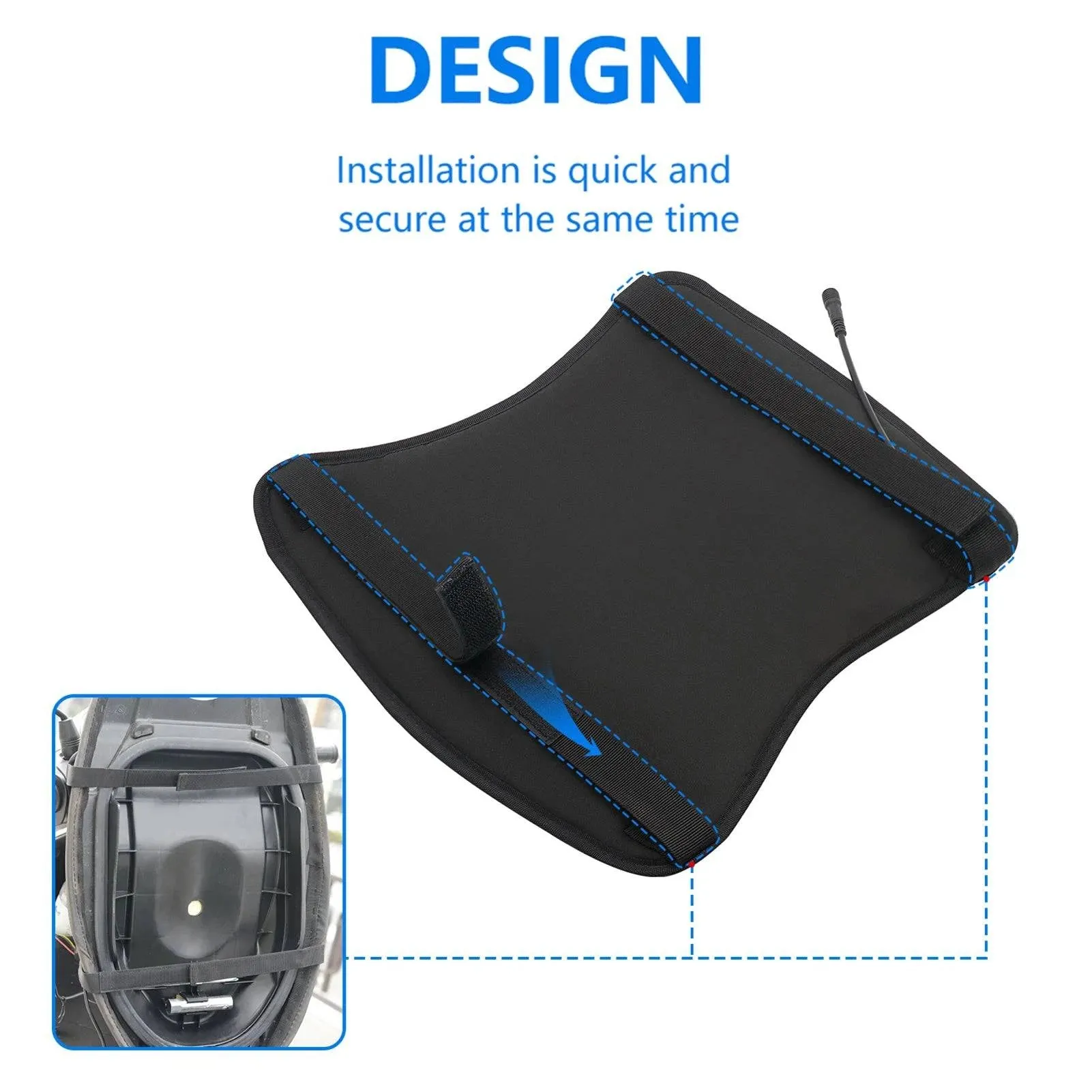 Motorcycle Heated Seat Cushion 12V Electric Heated Seat Pad for Motorcycle Waterproof 3 Levels Intelligent Temperature Control