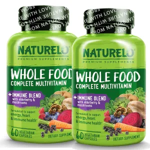 Naturelo Whole Food Multivitamin   Immune Blend with Elderberry & Mushrooms 60 Vegan Caps 2-PACK