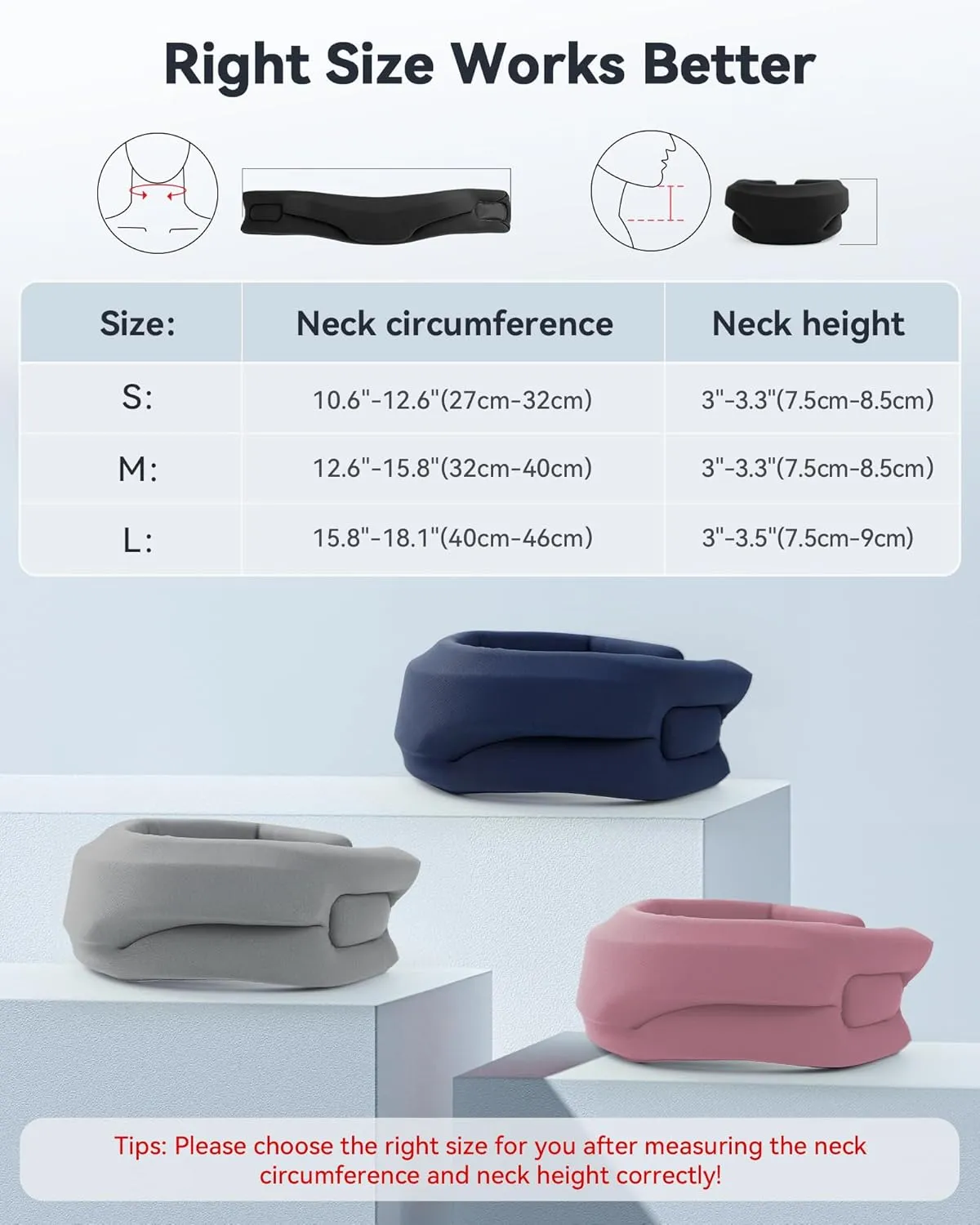Neck Brace Cervical Collar - Neck Support Brace for Sleeping, Soft Foam Wraps Keep Vertebrae Stable and Aligned for Relief of Cervical Spine Pressure Black Medium(12.6-15.8 Inch)