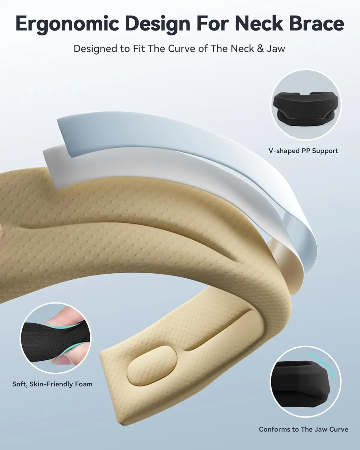 Neck Brace Cervical Collar - Neck Support Brace for Sleeping, Soft Foam Wraps Keep Vertebrae Stable and Aligned for Relief of Cervical Spine Pressure Black Medium(12.6-15.8 Inch)
