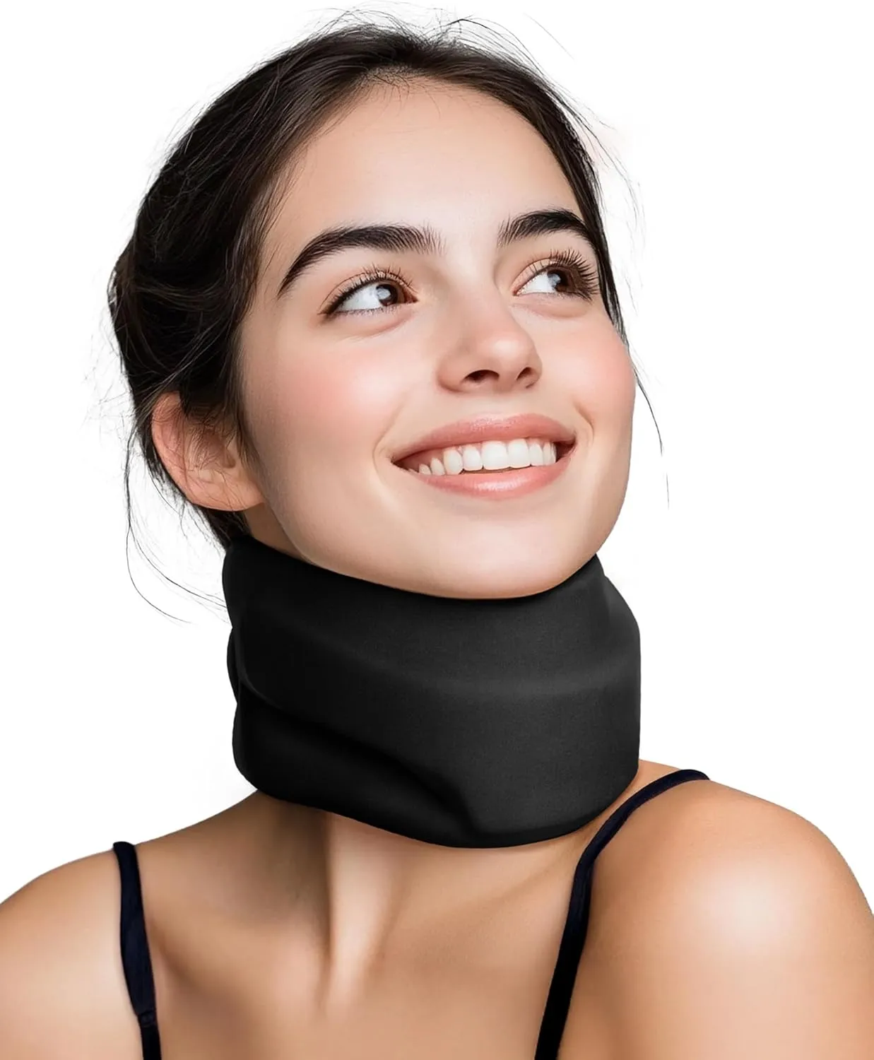 Neck Brace Cervical Collar - Neck Support Brace for Sleeping, Soft Foam Wraps Keep Vertebrae Stable and Aligned for Relief of Cervical Spine Pressure Black Medium(12.6-15.8 Inch)