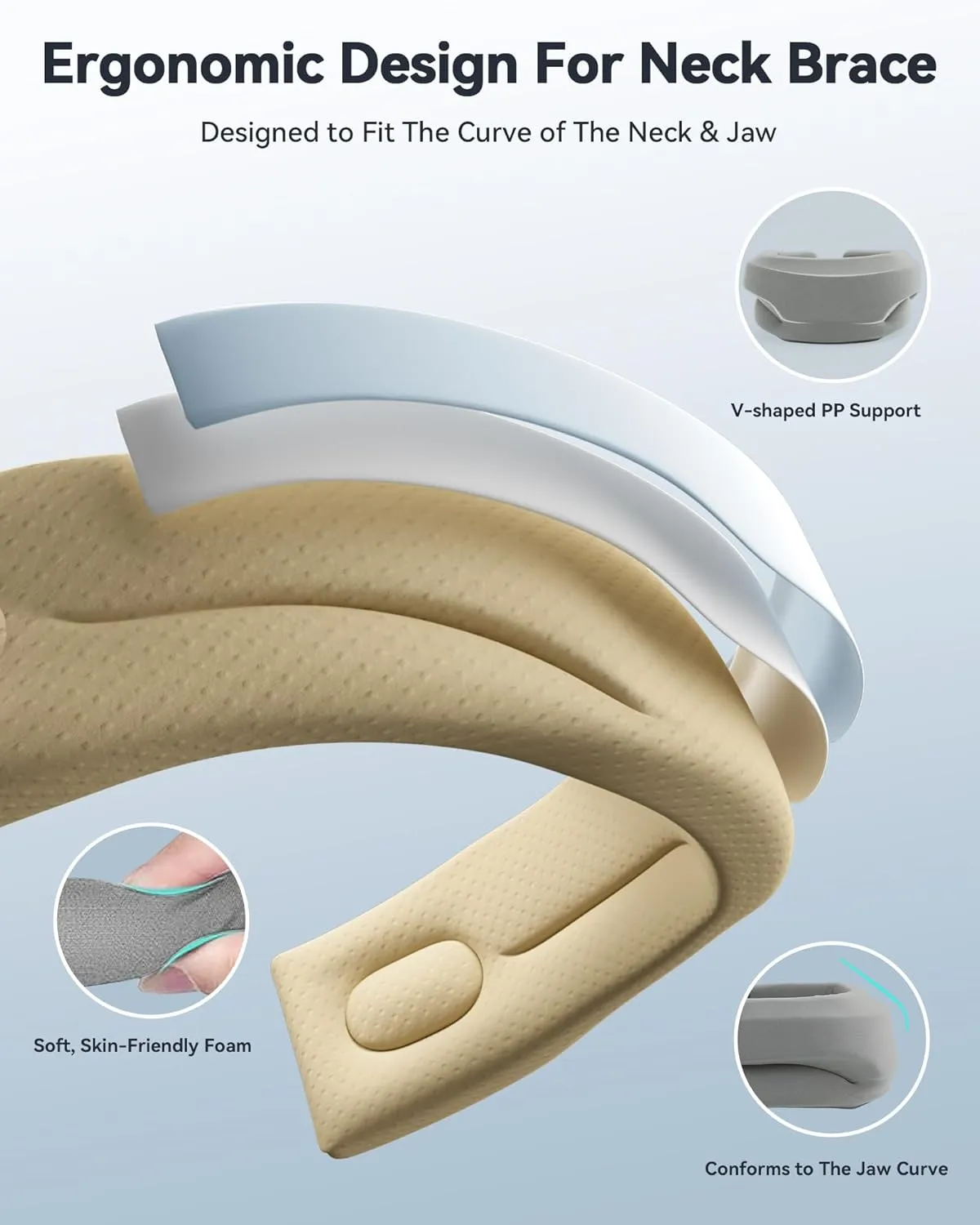 Neck Brace Cervical Collar - Neck Support Brace for Sleeping, Soft Foam Wraps Keep Vertebrae Stable and Aligned for Relief of Cervical Spine Pressure Gray Medium(12.6-15.8 Inch)