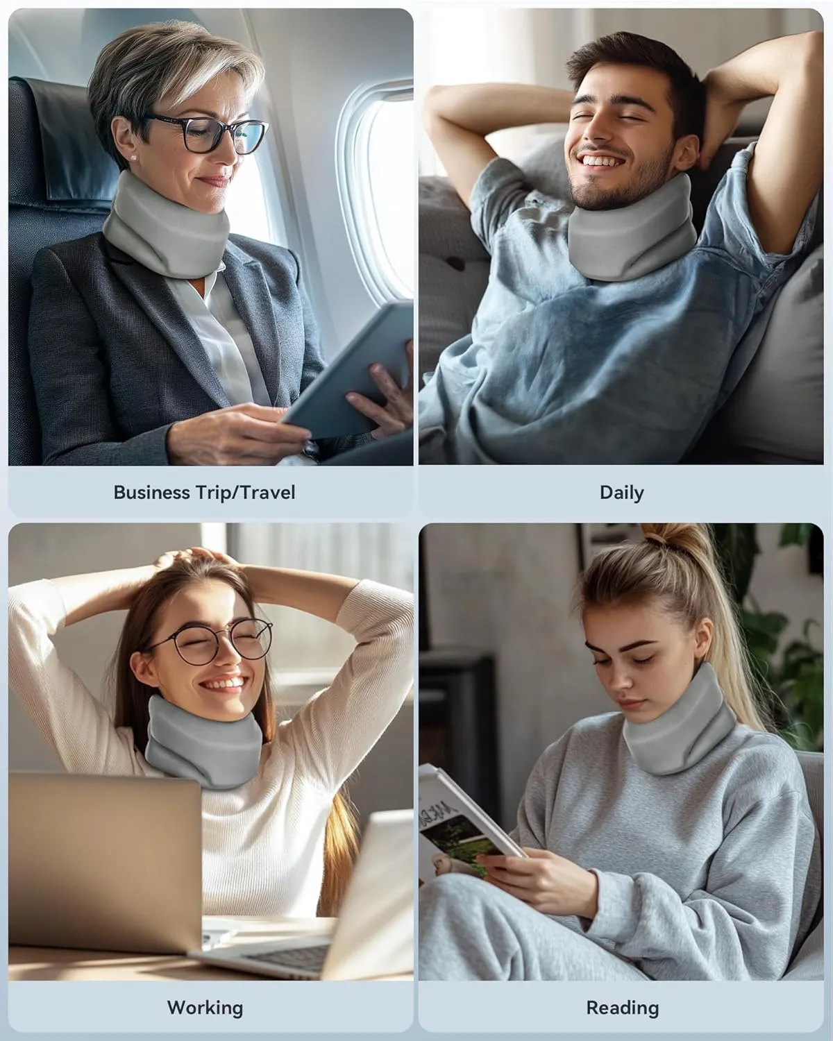 Neck Brace Cervical Collar - Neck Support Brace for Sleeping, Soft Foam Wraps Keep Vertebrae Stable and Aligned for Relief of Cervical Spine Pressure Gray Medium(12.6-15.8 Inch)
