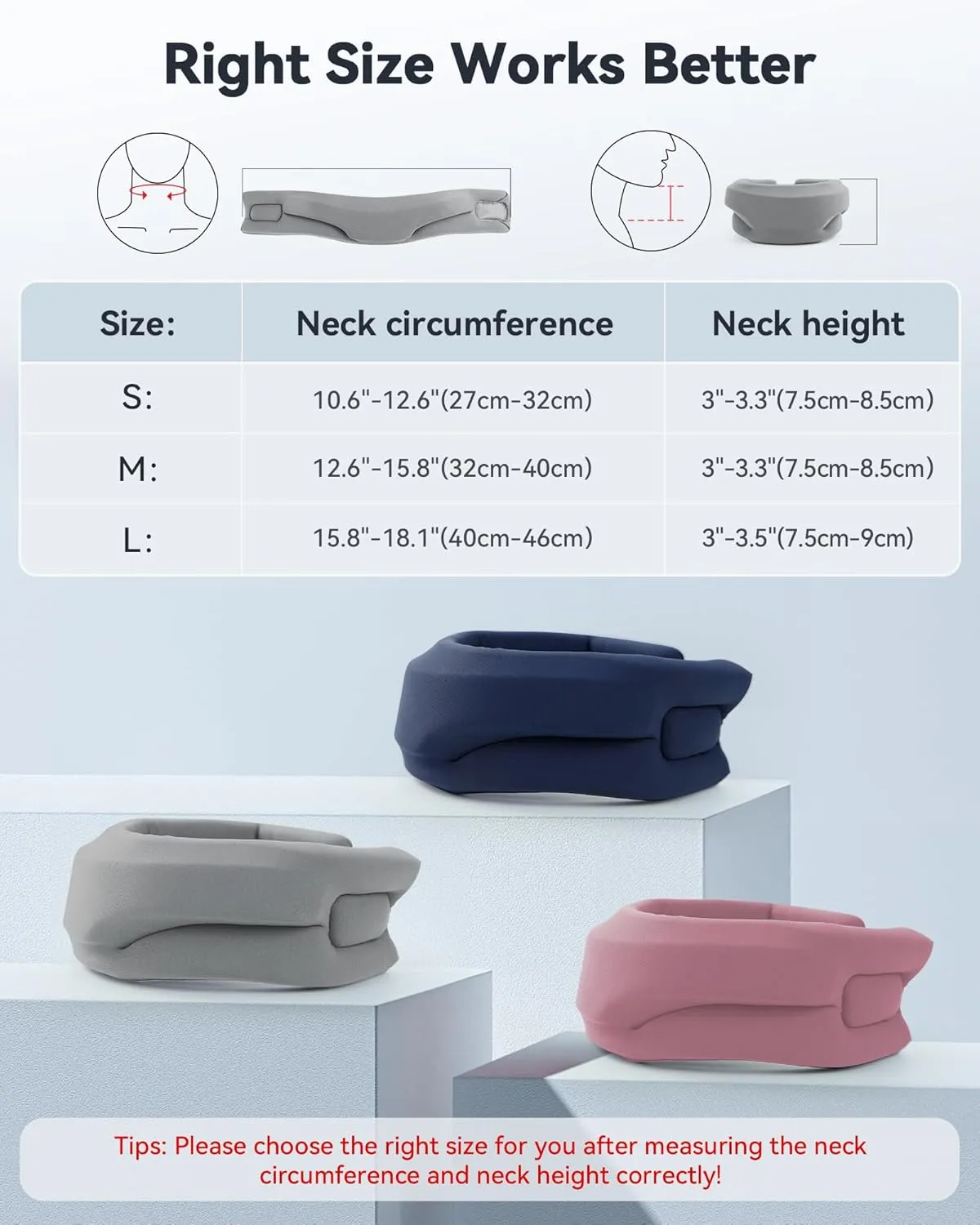 Neck Brace Cervical Collar - Neck Support Brace for Sleeping, Soft Foam Wraps Keep Vertebrae Stable and Aligned for Relief of Cervical Spine Pressure Gray Medium(12.6-15.8 Inch)