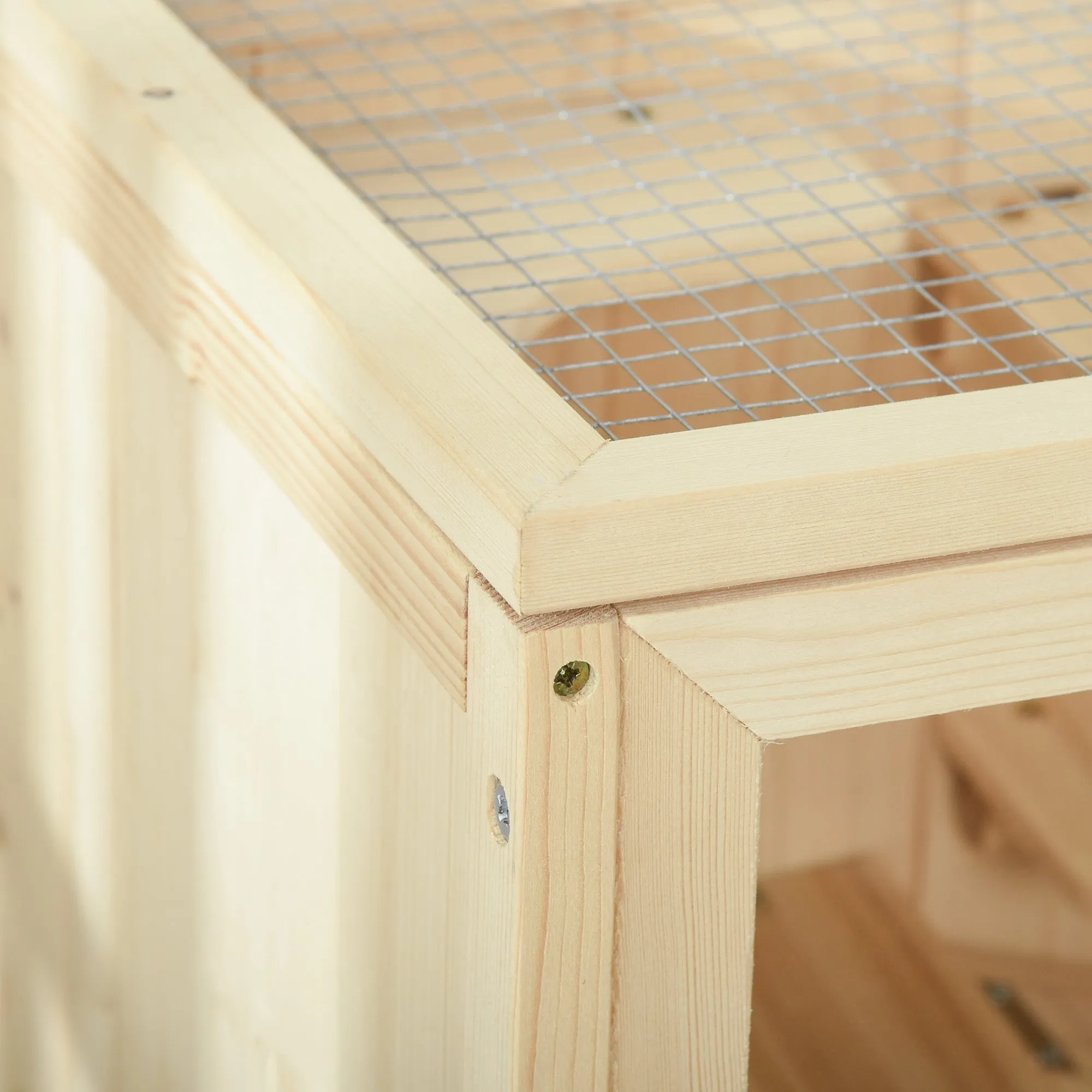 PawHut Wooden Hamster Cage with Storage Shelf, Small Animal Exercise Play House with Openable Top, for Hamsters, Gerbils, 60 x 40 x 80 cm - Natural
