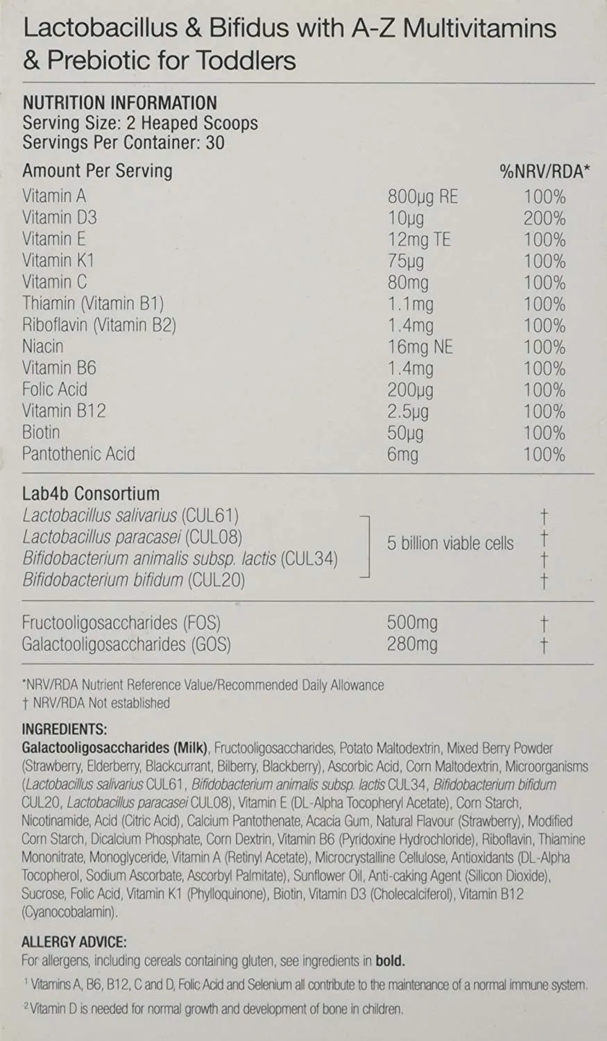 Probiotics for Toddlers 30 Days Supply 60g