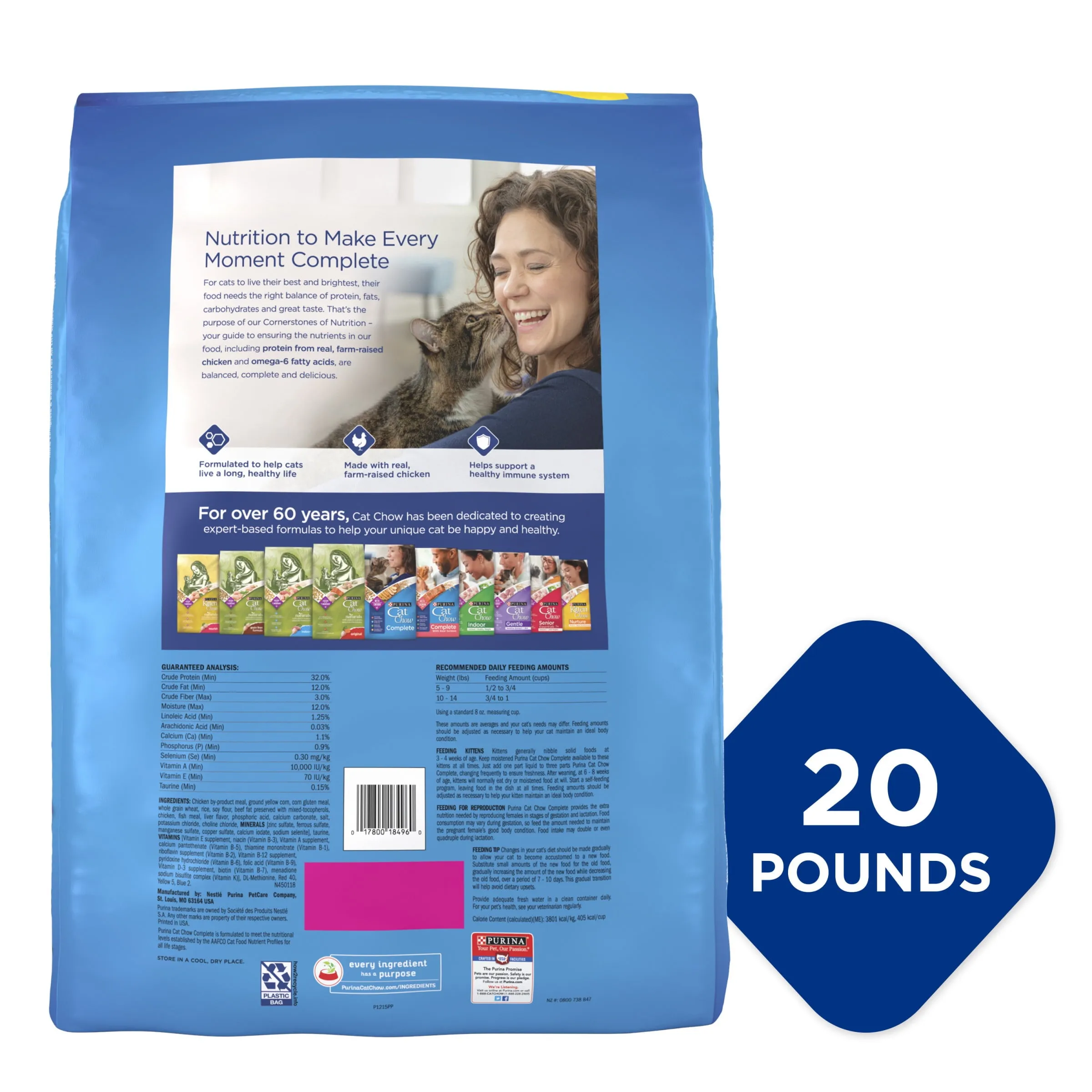 Purina Cat Chow Complete Dry Cat Food, 20 lb Bag