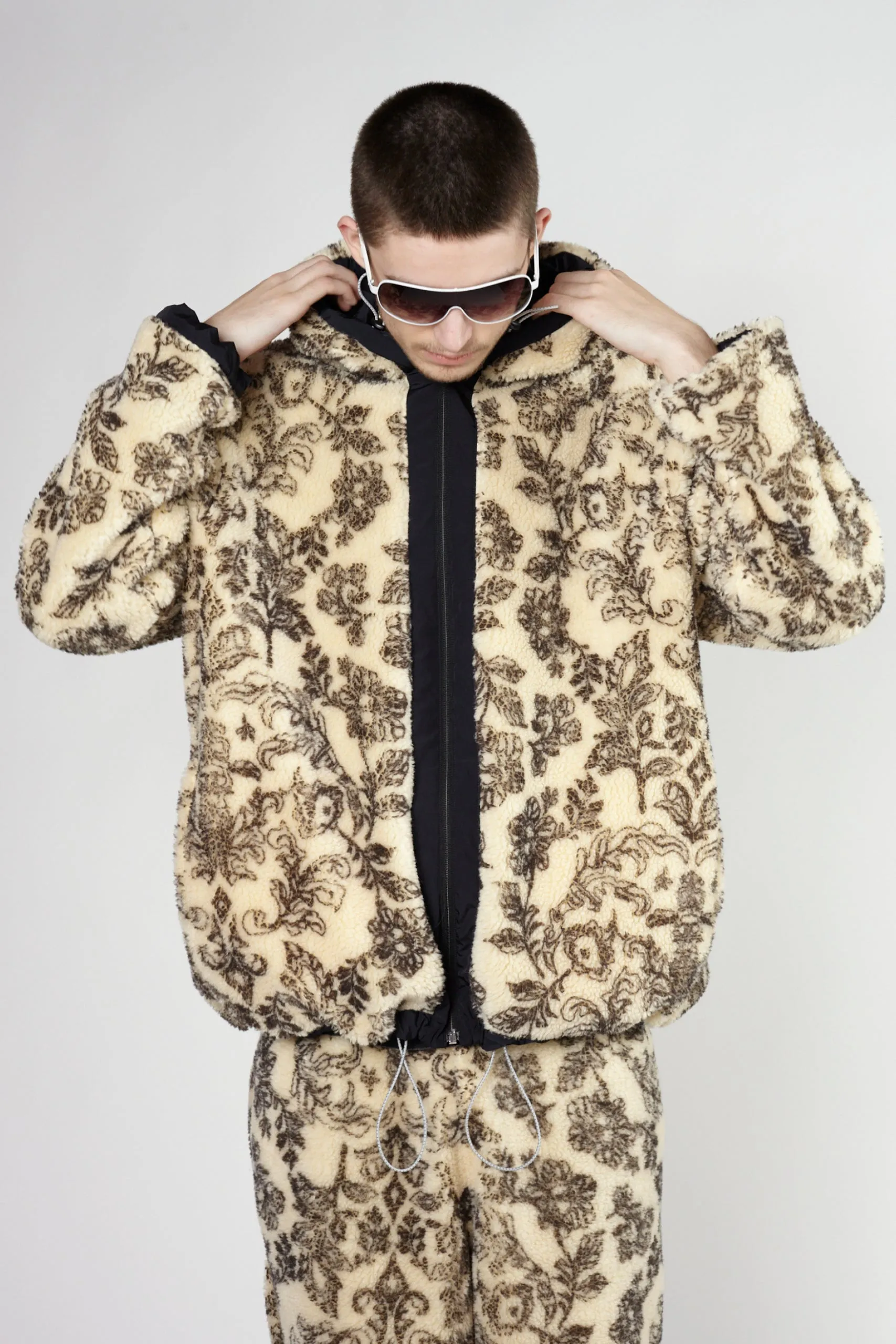 Reversible Nylon and Floral Fleece Parka