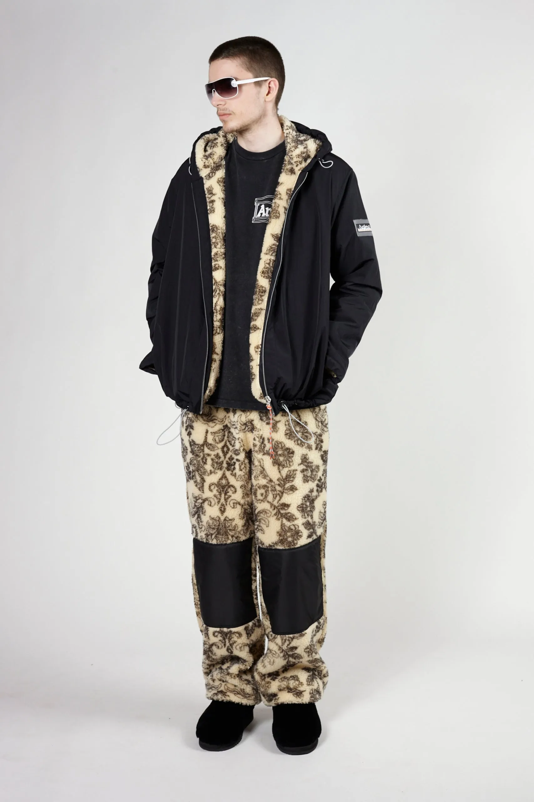 Reversible Nylon and Floral Fleece Parka
