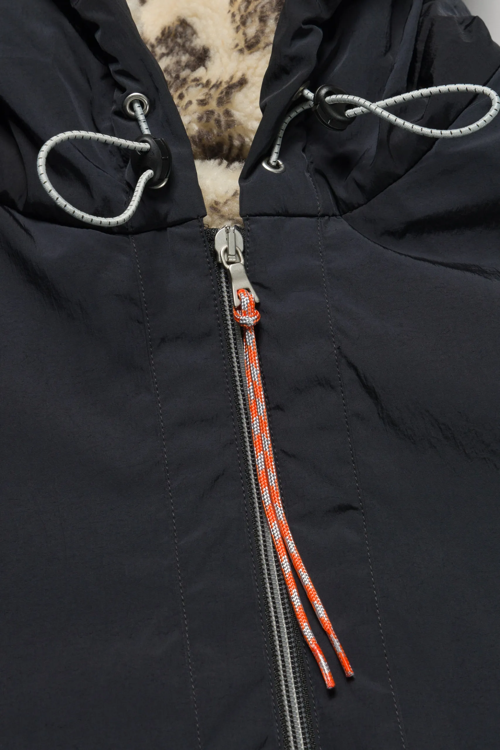 Reversible Nylon and Floral Fleece Parka
