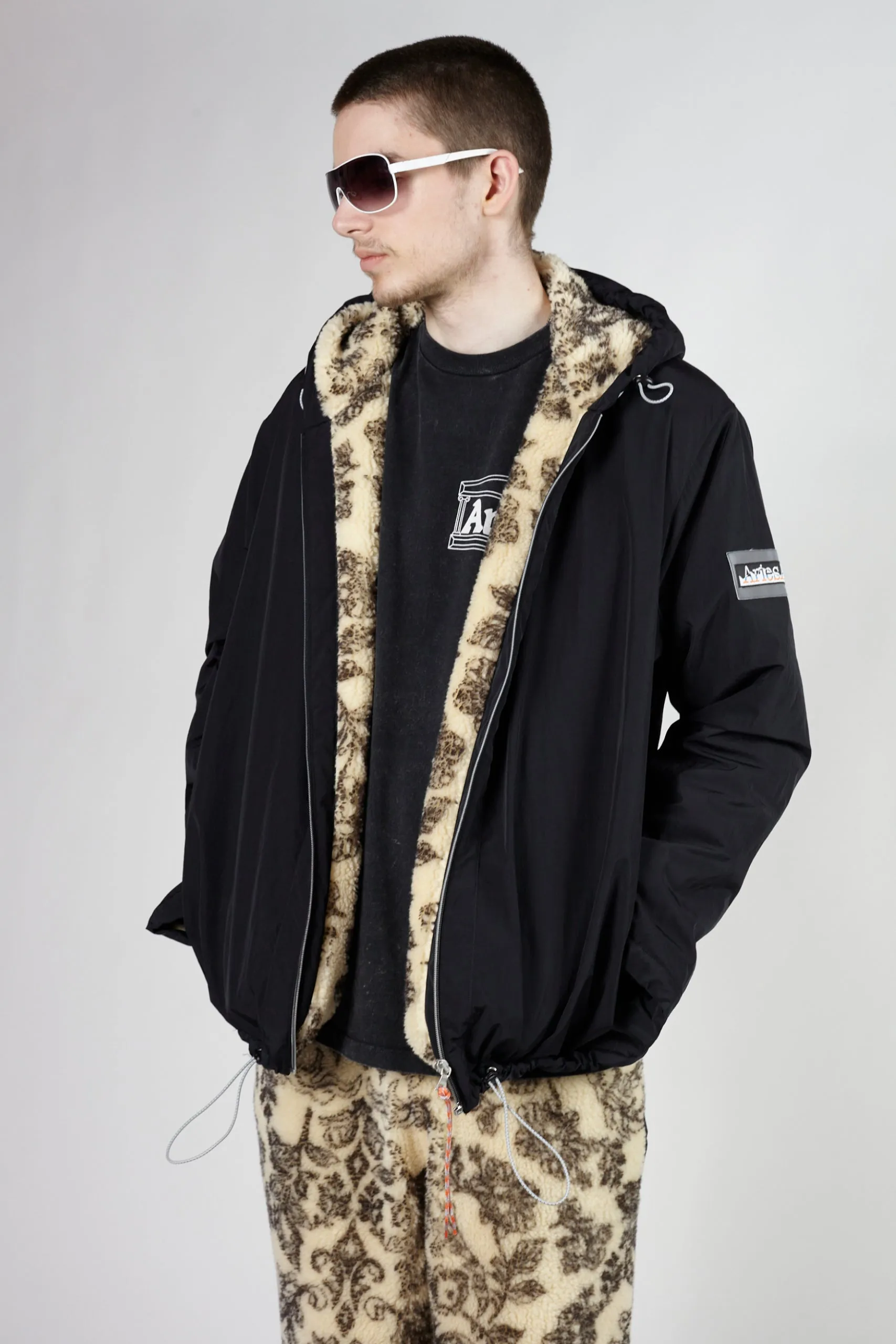 Reversible Nylon and Floral Fleece Parka