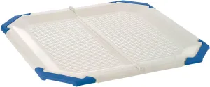 Richell PAW TRAX Potty Pad Holder in Light Beige & Blue, Potty Training Tray for Dogs|Dog and Puppy Pad Holder - Anti-Tearing/Anti-Ripping - Durable Plastic for Potty Training Puppies and Senior Dogs