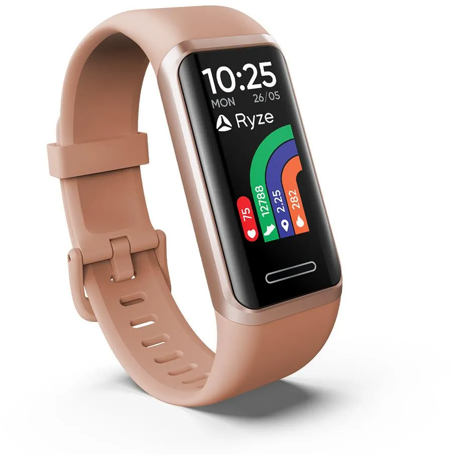 Ryze ELEVATE Fitness & Wellbeing Smart Watch with Alexa (Rose Gold/Pink)