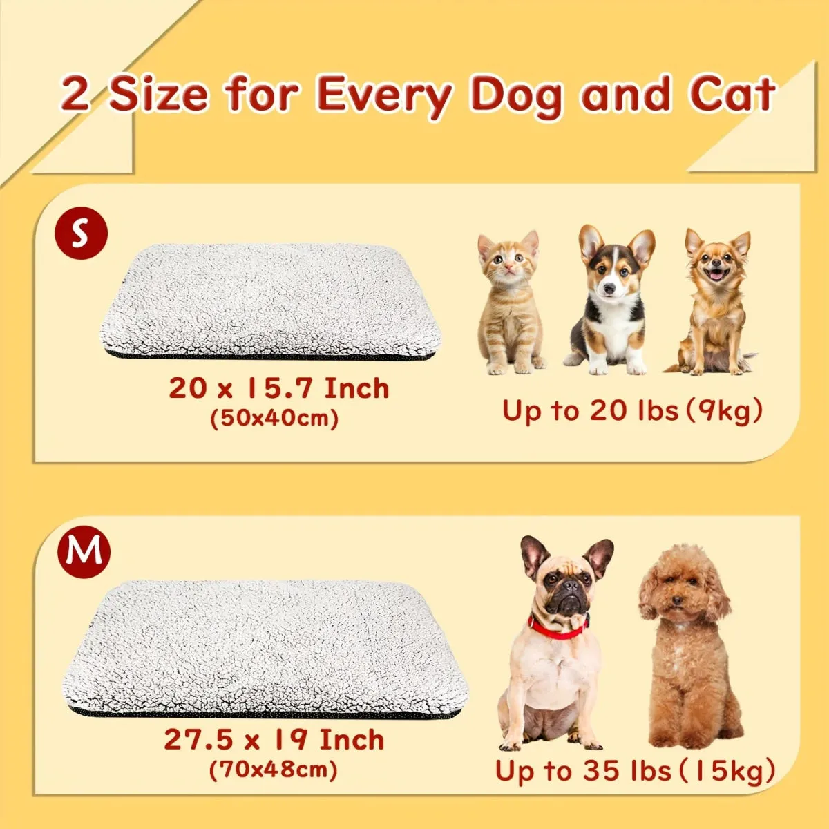 Self Warming Cat Bed Self Heating Cat Mat. Extra Warm Thermal Pet Pad with Removable Cover