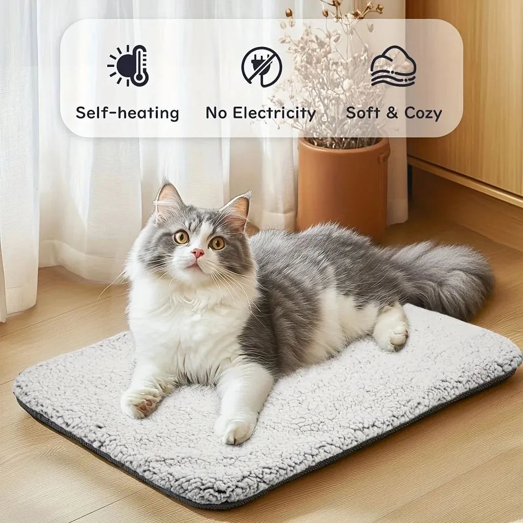 Self Warming Cat Bed Self Heating Cat Mat. Extra Warm Thermal Pet Pad with Removable Cover