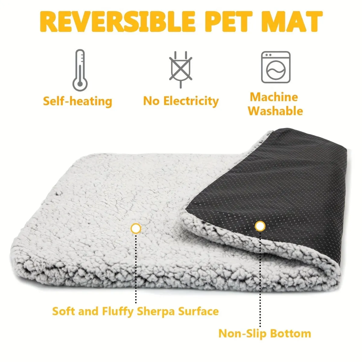 Self Warming Cat Bed Self Heating Cat Mat. Extra Warm Thermal Pet Pad with Removable Cover