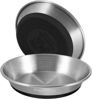 Stainless Steel Cat Bowls 2PCS, Non-Slip cat Food Dishes, Metal Cat Food and Water Bowls, Whisker Friendly with Wide and Shallow Design, 6.3'' Wide, 0.7mm Thick Steel, Pet Dish for Kitten and Dog