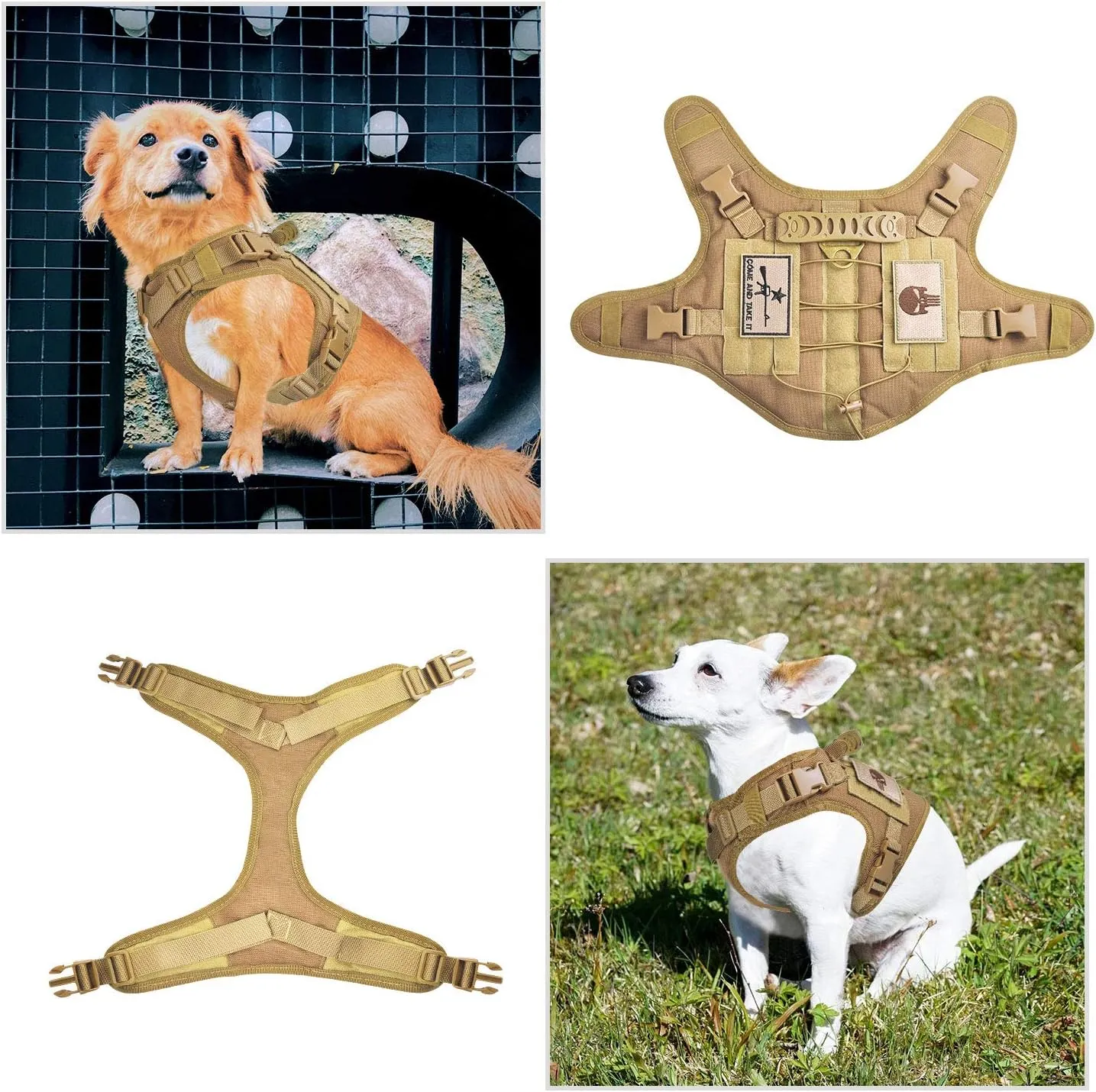 Tactical Dog Vest Harness, Outdoor Training Service Dog Vest Adjustable Military Working Dog Vest with Molle System and Rubber Handle