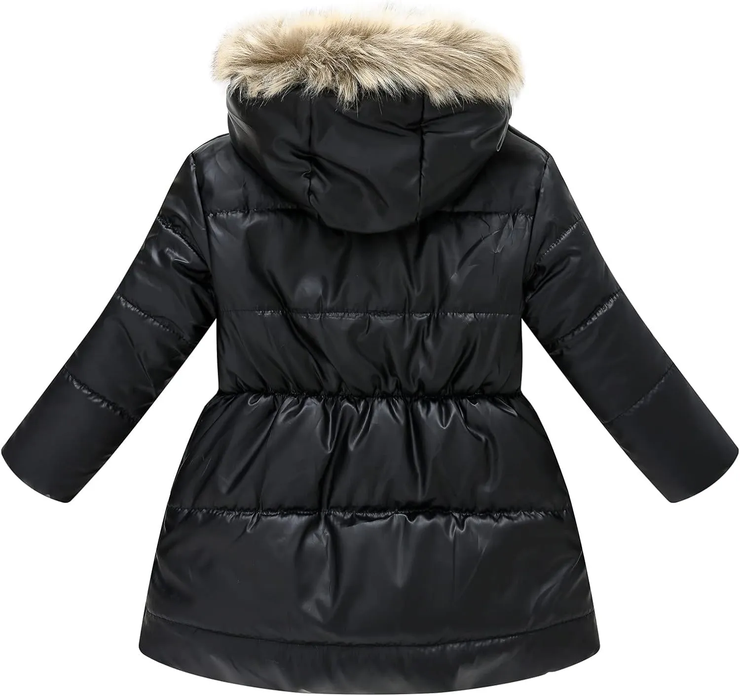 Toddler Girl's Winter Fleece Lined Long Parka Puffer Coat Insulated Ski Jacket with Fur Trim Hood Kids Down Jacket Coat