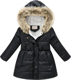 Toddler Girl's Winter Fleece Lined Long Parka Puffer Coat Insulated Ski Jacket with Fur Trim Hood Kids Down Jacket Coat