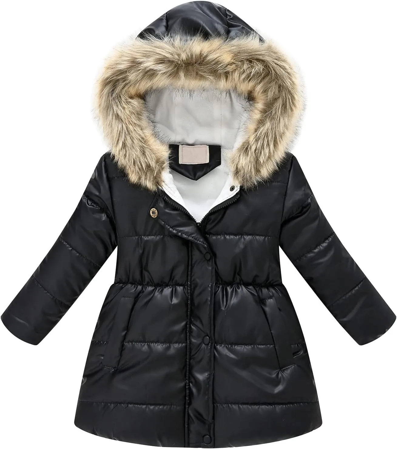 Toddler Girl's Winter Fleece Lined Long Parka Puffer Coat Insulated Ski Jacket with Fur Trim Hood Kids Down Jacket Coat
