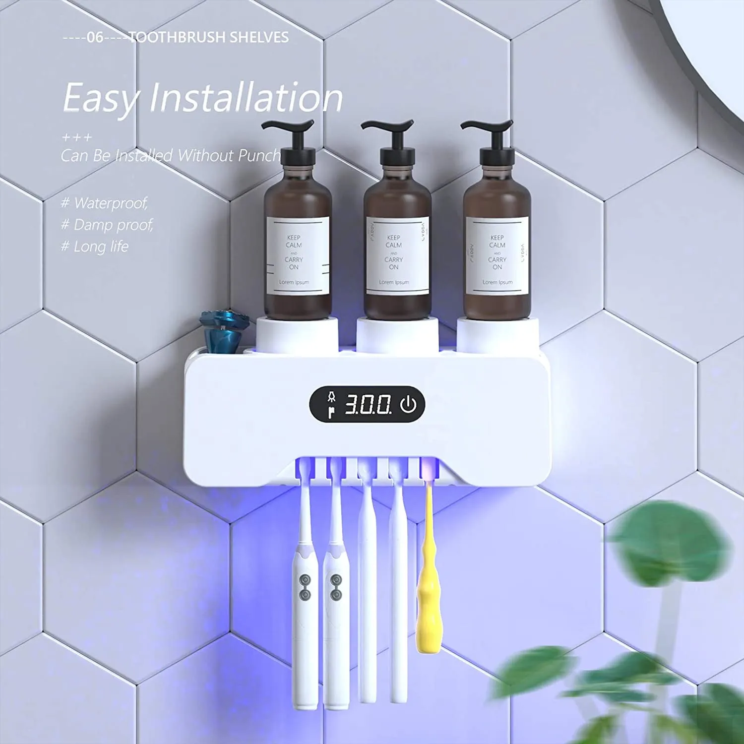 Toothbrush Holder Wall Mounted, Organizer for Bathroom and Washroom