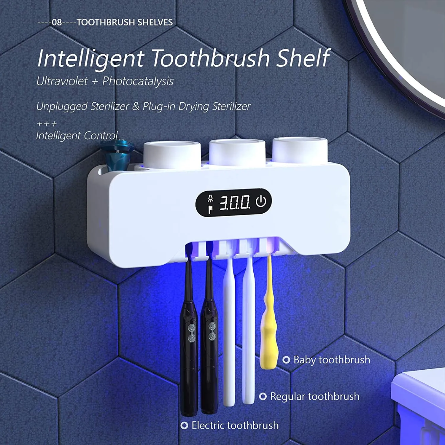 Toothbrush Holder Wall Mounted, Organizer for Bathroom and Washroom
