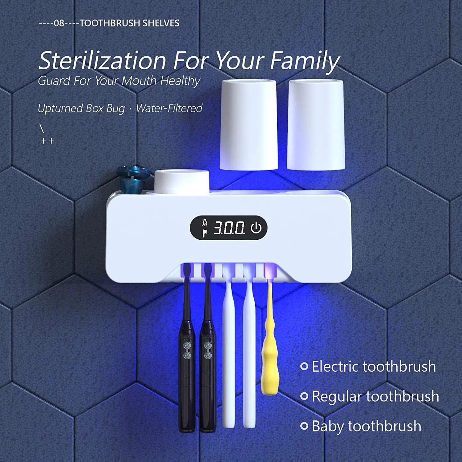 Toothbrush Holder Wall Mounted, Organizer for Bathroom and Washroom