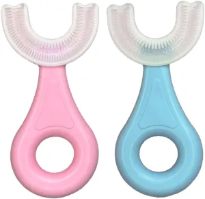 U-Shaped Toothbrush Kids (2 PCS), 360 Oral Teeth Cleaning Design, Toddler with Food Grade Soft Silicone Brush Head, Manual Whole Mouth for Age 2-6