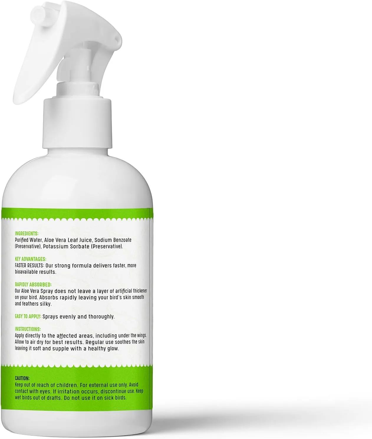 UnRuffledRx Aloe Vera Bird Spray for Birds - Daily Relief for Itchy, Dry Skin - 8oz Bird Bath Mist - Safe if Ingested, Natural, Odor-Free, Made in USA