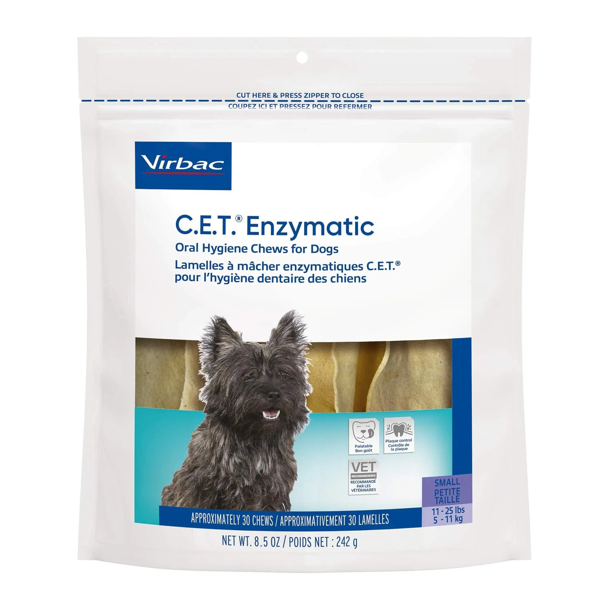 Virbac CET Enzymatic Oral-Hygiene Dental Dog Chews - 30 Count