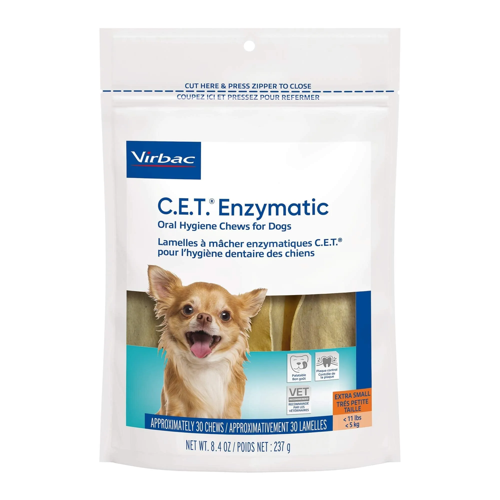 Virbac CET Enzymatic Oral-Hygiene Dental Dog Chews - 30 Count