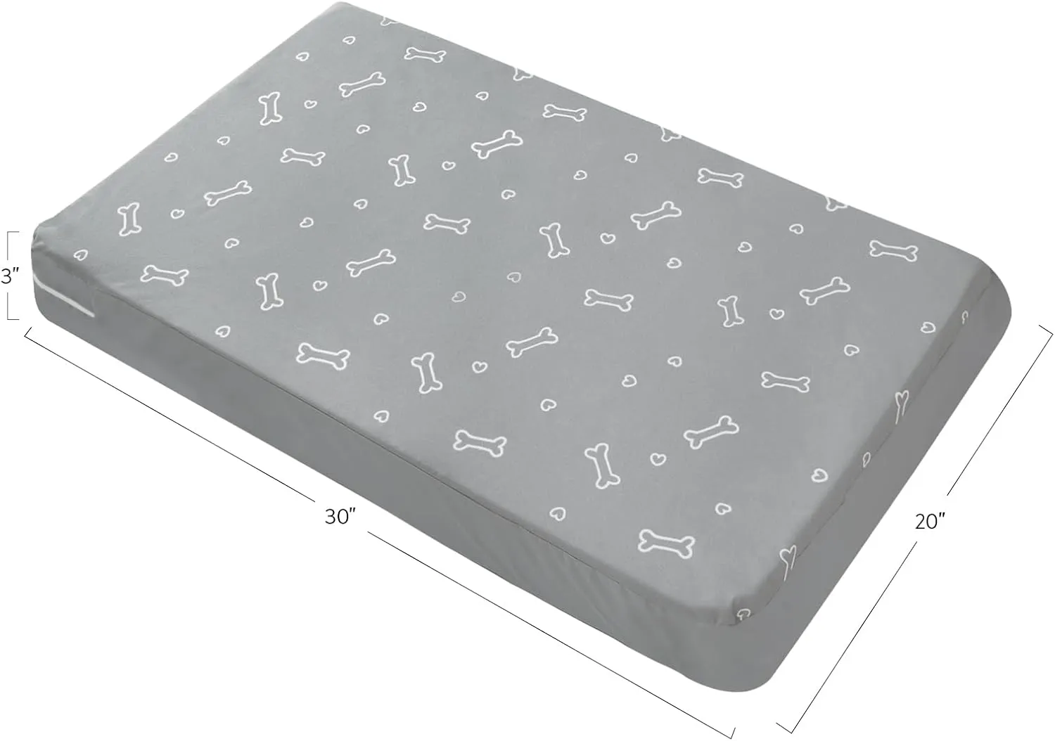 Waterproof Dog Bed Cover, Removable Dog Bed Covers Replacement Washable with Smooth Zipper, Indoor/Outdoor Washable Bone Print Pet Bed Cover for Cat, 20 x 30 x 3 Inch, Cover Only