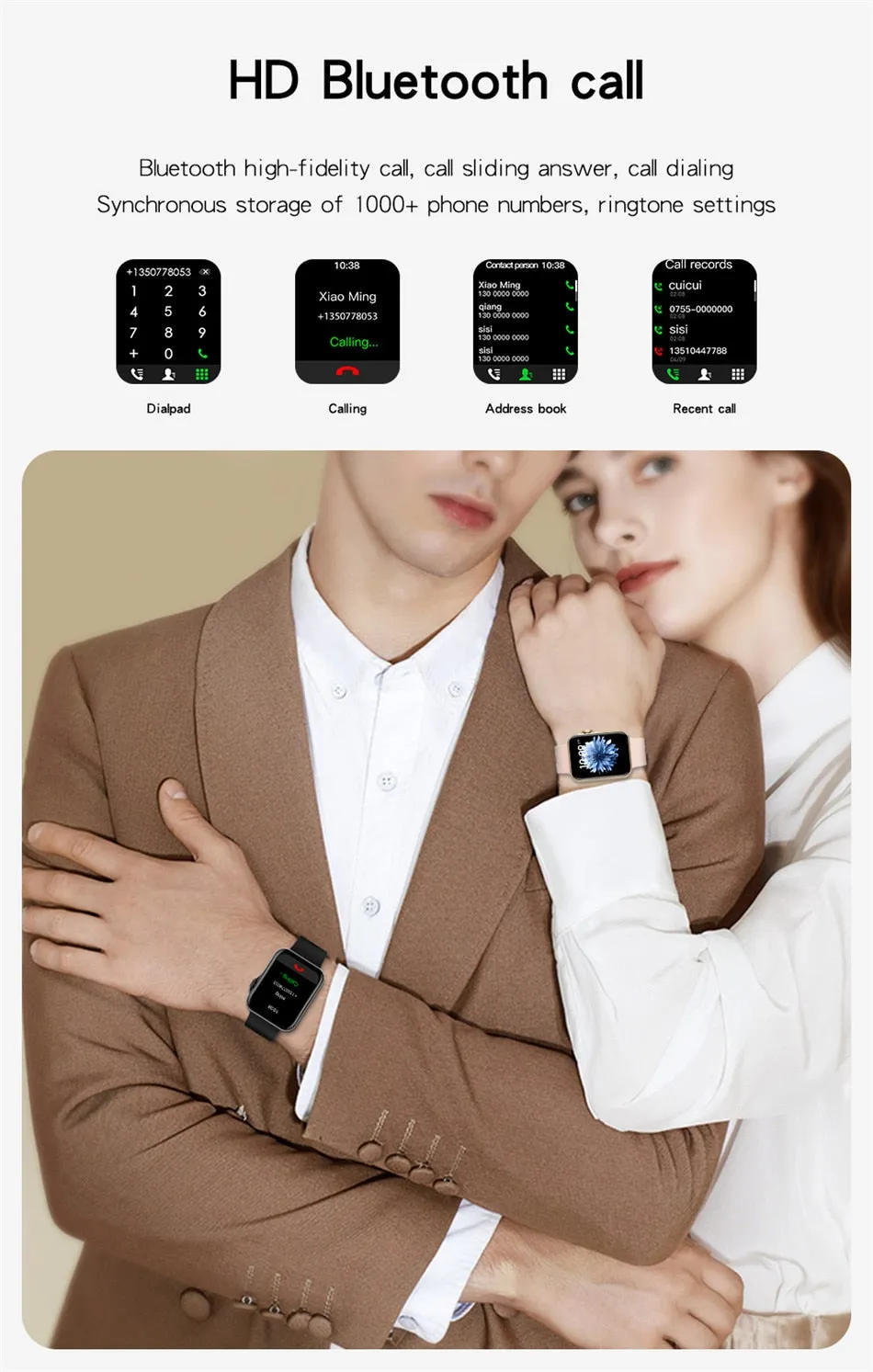 Women Smart Watch Full Touch HD Screen Smart Watch Sport Tracker Calling SmartWatch Heart Rate BP ECG With Music Playback Watch